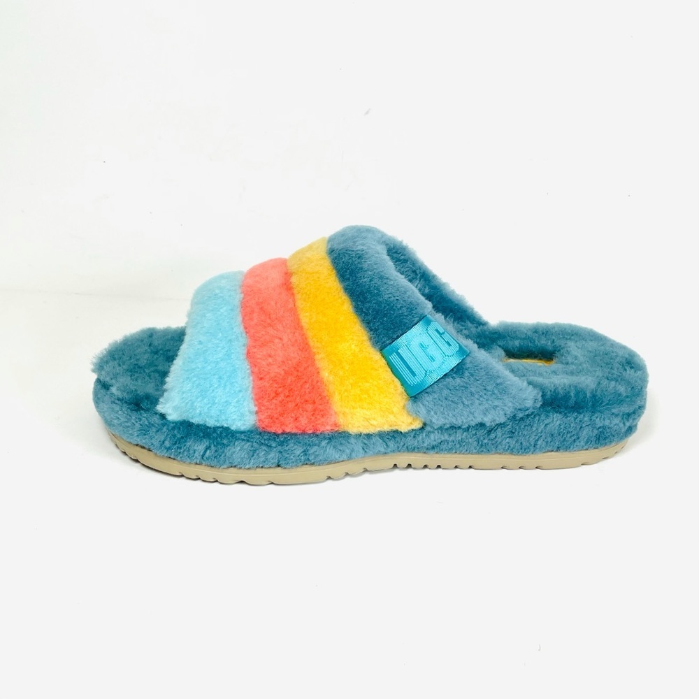 UGG Fluff You Men’s Slides Marina Blue Multi Comfort Beach 1123772 - Picture 1 of 11